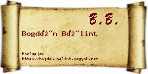 Bogdán Bálint névjegykártya
